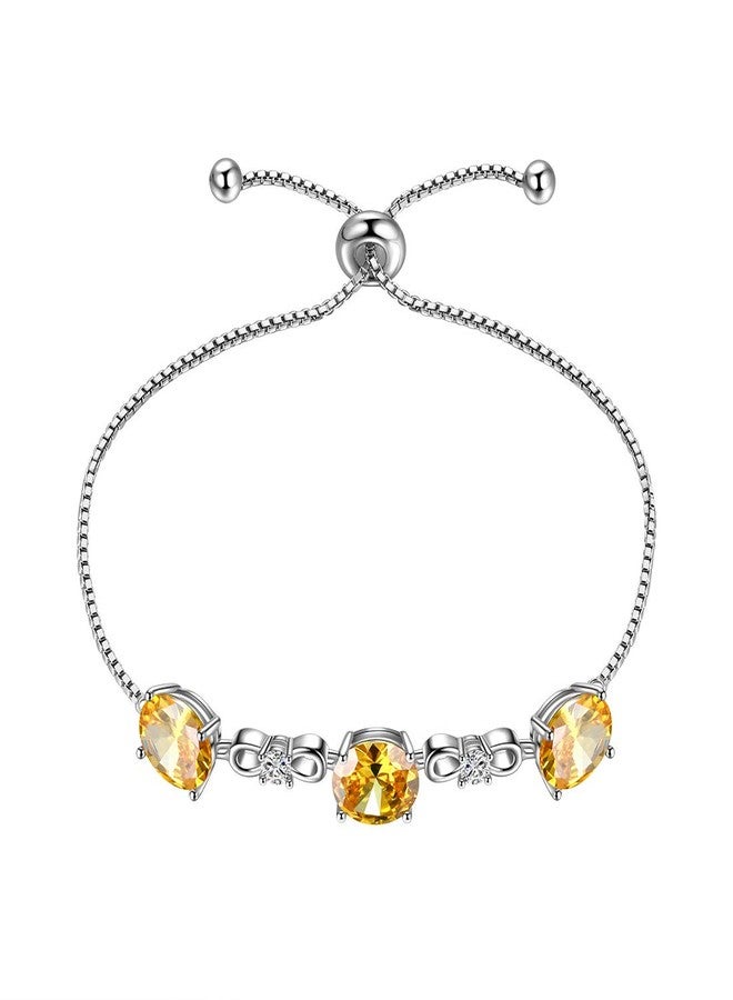 Aurora Tears November Birthstone Bracelet Women 925 Sterling Silver Nov. Topaz Birth Link Bracelets Men Birthday Gift Anniversary Present Jewelry DB0112N - Image 1