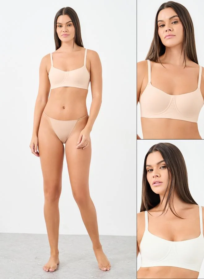 ستايلي مجموعة من 2 - صدرية بكب مُبطن