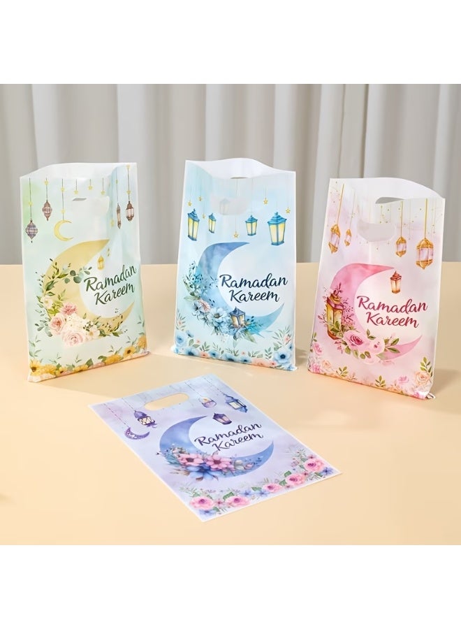 50PCS Ramadan Kareem Eid Mubarak Gift Bags – 4 Designs Moon Lantern Party Favor Bags 25×16.5cm - Image 4