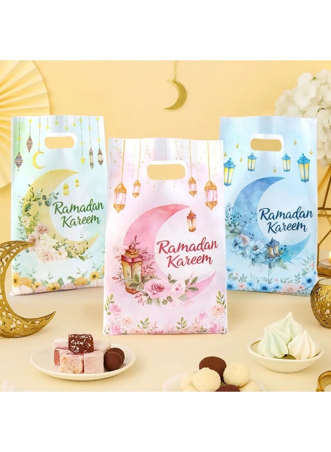 50PCS Ramadan Kareem Eid Mubarak Gift Bags – 4 Designs Moon Lantern Party Favor Bags 25×16.5cm - Image 3