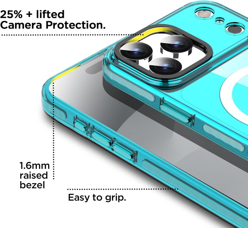 AICase Neon Light Blue Clear Phone Case for iPhone 17 Pro Max Compatible with Magsafe, Slim Thin Lightweight Colorful Colored Trendy Protective Bright Jelly Cell Phone Case with Wireless Charging - Image 5