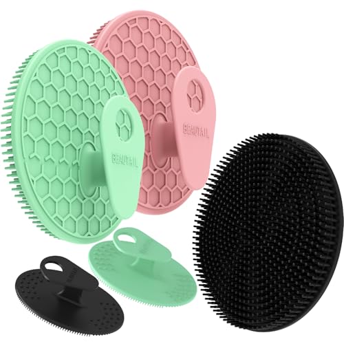 BEAUTAIL Silicone Body and Face Scrubber Set 5 Pack BEAUTAIL Shower Bath Scrubber Gentle Exfoliating Brush for Women Men Sensitive Skin More Hygienic Than Traditional Loofah Long Lasting BlackPinkGreen - Image 1