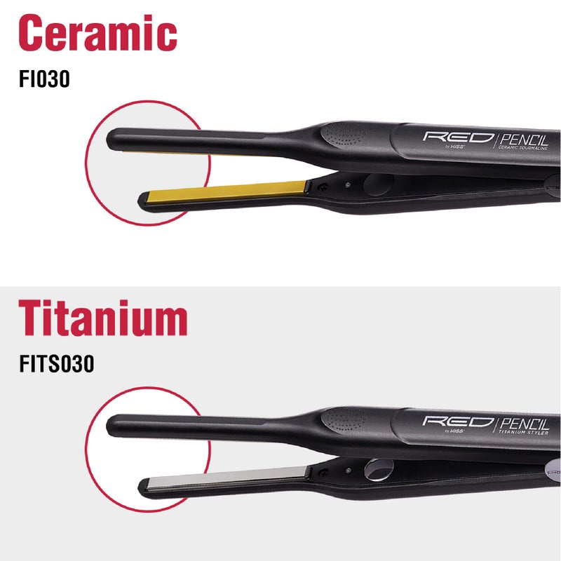 Red by Kiss Kiss Red by Pencil Flat Iron Hair Straightener, 0.3 Inch, Ceramic - Image 5