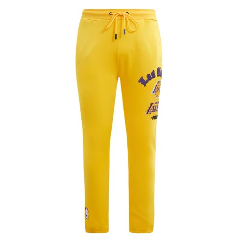 Pro Standard Mens NBA Los Angeles Lakers Old English Sweatpant Yellow S - Image 2