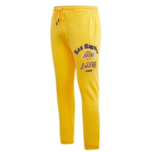 Pro Standard Mens NBA Los Angeles Lakers Old English Sweatpant Yellow S - Image 1