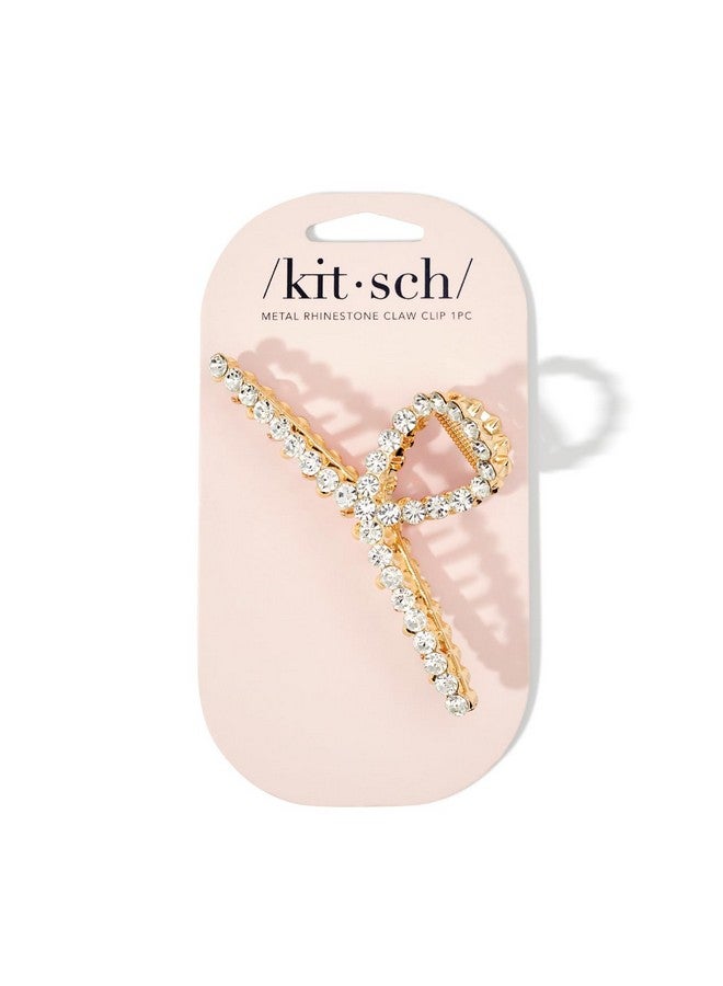Kitsch Kitsch Loop-Shaped Rhinestone Claw Clip, Metal Hair Clips for Thick Hair, Large Gold Rhinestone Hair Clips for Styling - Image 2