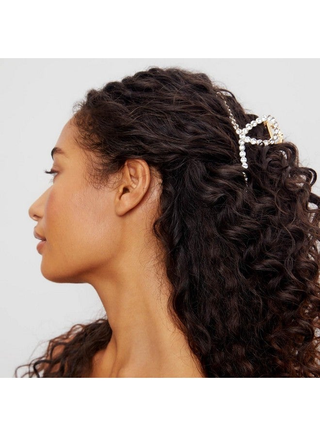 Kitsch Kitsch Loop-Shaped Rhinestone Claw Clip, Metal Hair Clips for Thick Hair, Large Gold Rhinestone Hair Clips for Styling - Image 5