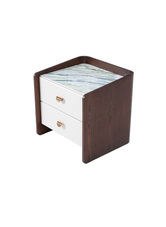 DANUBE HOME Alhamra Night Stand | Multifunctional Bedside Table | Space Saving Nightstand Side Table | Modern Design Furniture For Bedroom L58xW52xH57cm -D.Brown/White/Green - Image 4