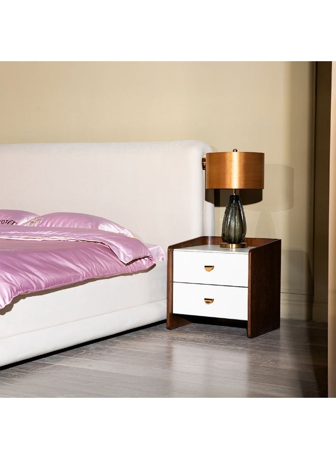 DANUBE HOME Alhamra Night Stand | Multifunctional Bedside Table | Space Saving Nightstand Side Table | Modern Design Furniture For Bedroom L58xW52xH57cm -D.Brown/White/Green - Image 1