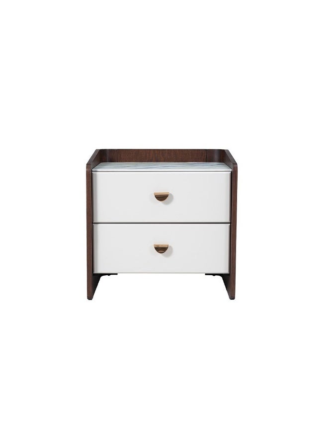 DANUBE HOME Alhamra Night Stand | Multifunctional Bedside Table | Space Saving Nightstand Side Table | Modern Design Furniture For Bedroom L58xW52xH57cm -D.Brown/White/Green - Image 2