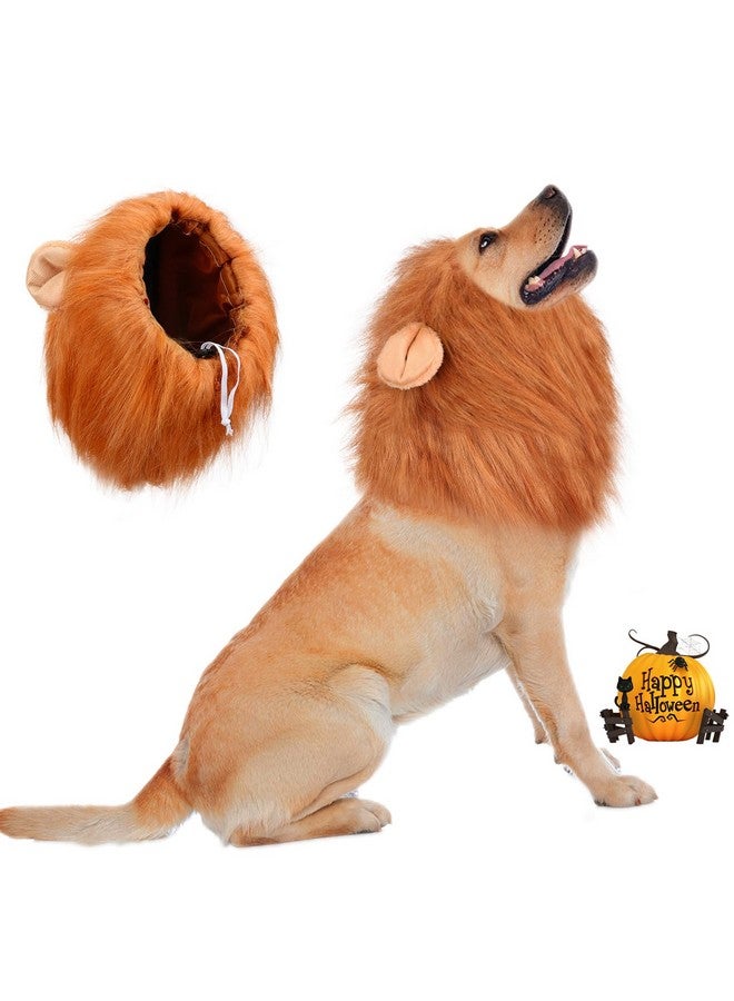 Vivifying Lion Mane for Dog, Adjustable Halloween Lion Costume Wig with Ears for Medium Dogs, Realistic & Funny Accessory Perfect for Parties and Photoshoots (Medium, Dark Brown) - Image 1