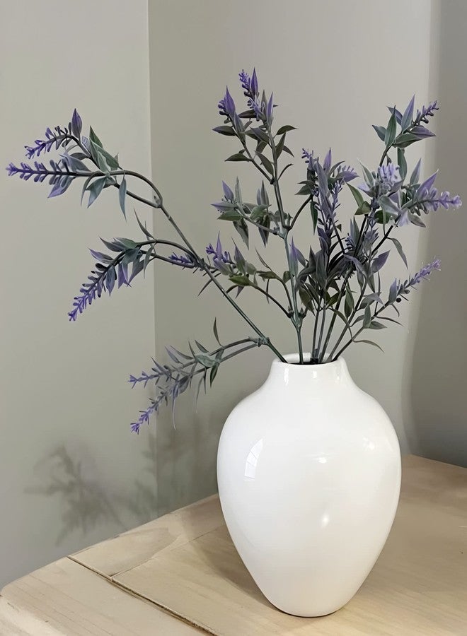 Willowy 5 Inch Small White Porcelain Vase with Glossy Finish - Small Vases for Flowers, for Centerpieces, Mini/Short White Vase - Image 5