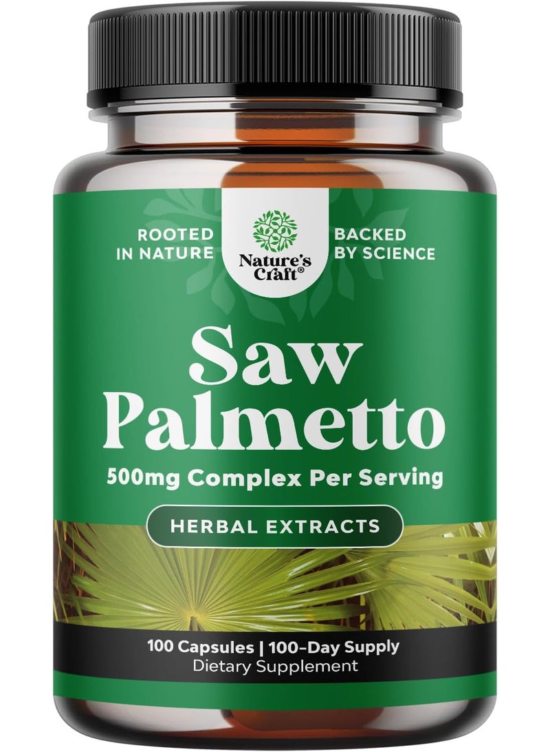Natures Craft Saw Palmetto, 500 mg, 100 Capsules - Image 1
