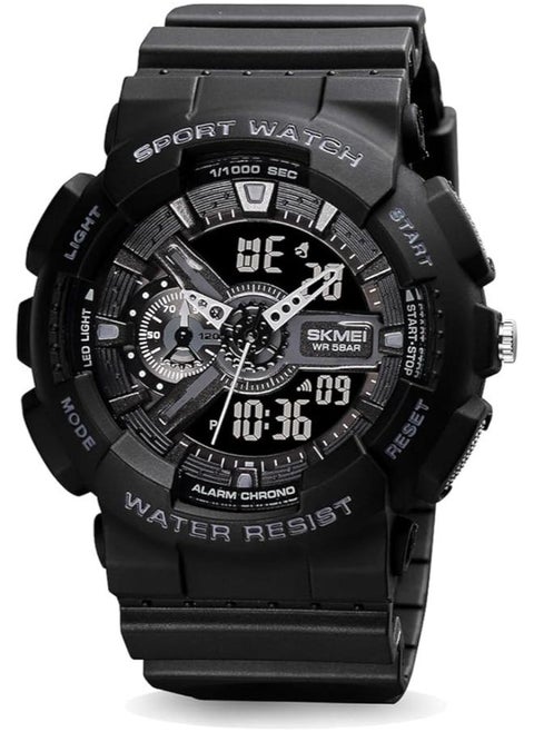 SKMEI Watche for Men- Water and Shock Resistant- 3D Dial Double Movement LED Screen Large Face Stopwatch