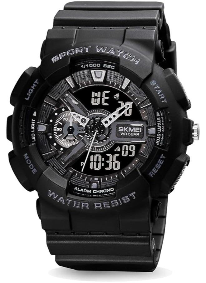 SKMEI SKMEI Watche for Men- Water and Shock Resistant- 3D Dial Double Movement LED Screen Large Face Stopwatch  - Image 1