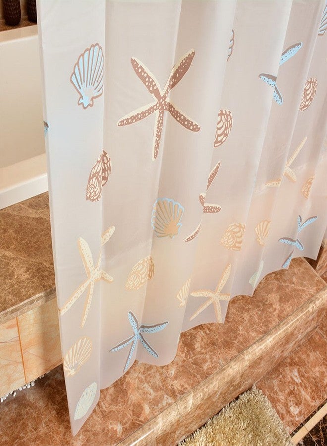 Ufatansy Shower Curtain Liner Sea Star Theme Pattern Curtain Set Waterproof, 100% Eco-Friendly PEVA Bathroom Curtian Stain Resistant with Rustproof Metal Grommets, Standard Size 72Wx72L - Image 3