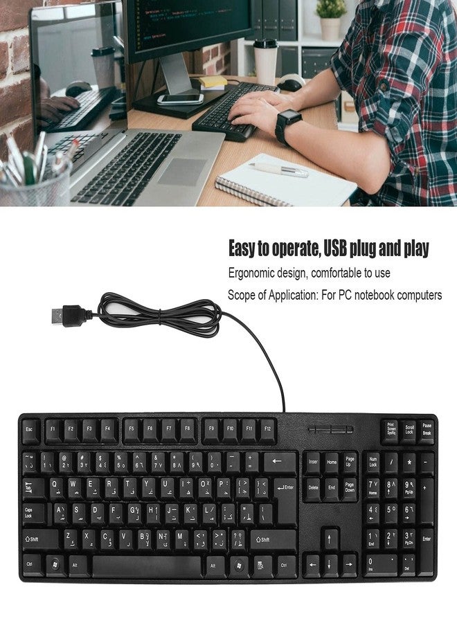 Asixxsix Mechanical Gaming Keyboard, Fast Responsiveness Arabic English USB Wired Keyboard Ergonomic Design Mechanical Keyboard for PC Laptops Compatible with Game Office Entertainment - Image 3