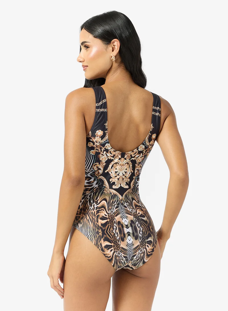 Ginger Baroque Print Swimsuit