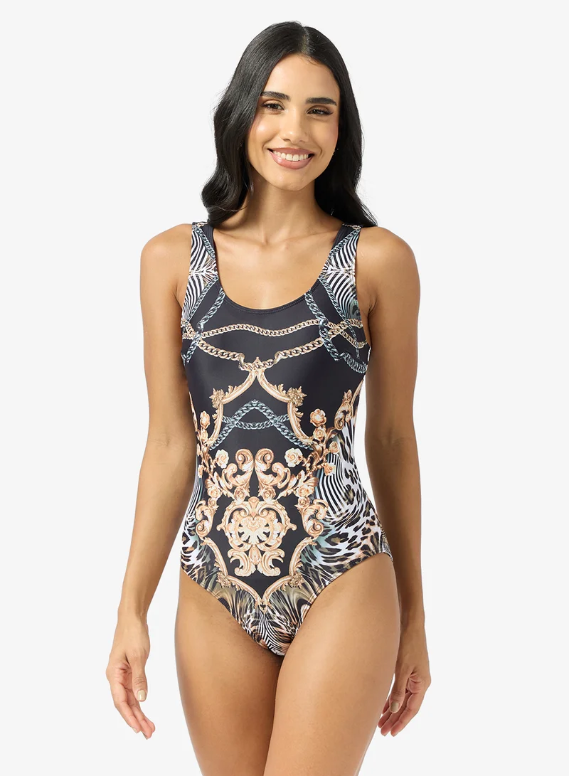 Ginger Baroque Print Swimsuit