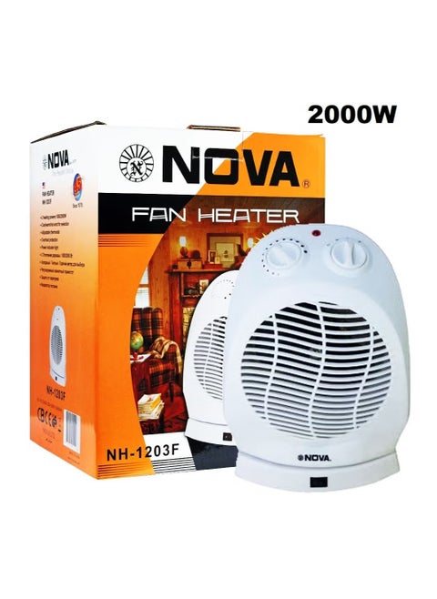 2000W Electric Fan Heater Room Heater with 2 Temperature Settings – NH-1203F, Compact & Efficient Heater for Home, Office & Bedroom, Adjustable Heat, Quick Heating, Energy-Saving, Safe & Quiet Operation