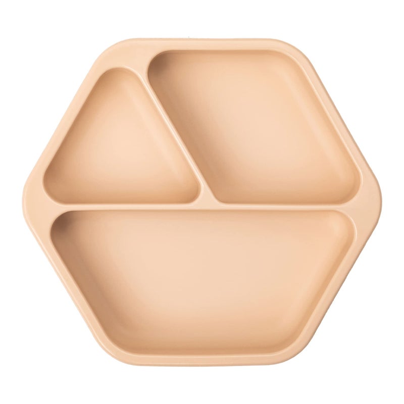 Tiny Twinkle Silicone Suction Baby Plate, Suction Grip Divided Dish for First Foods and Self-Feeding Toddlers, Baby Led Weaning Supplies for Independent Eating (Sand Plate) - Image 1