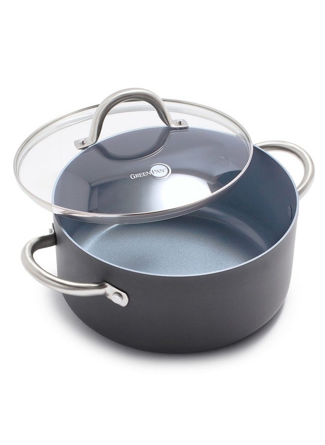 Greenpan GreenPan Lima Hard Anodized 5QT Stock Pot with Lid, Healthy Ceramic Nonstick, PFOA PFAS-Free Nontoxic Pots and Pans, Oven & Broiler Safe Cookware, Stainless Steel Handles, Grayy  - Image 1