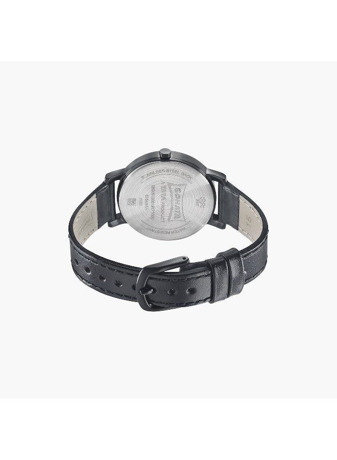 Sonata Black Analog Leather Strap Watch for Women - Image 3