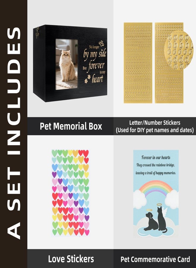 RINVEE Pet Urns for Cats or Dogs Ashes with Photo Frame, Wooden Memory Box for Keepsakes with Black Flannel as Lining, Cat Memorials Cremation Urns for Ashes(Black Medium) - Image 3