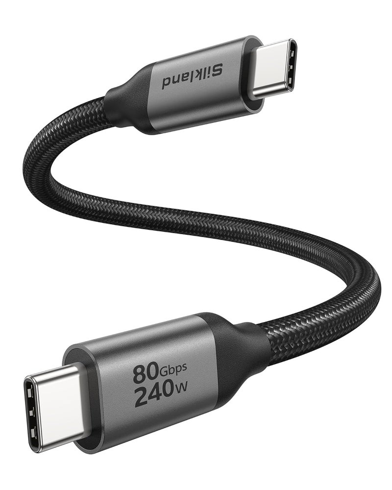 Silkland 80Gbps USB 4 for Short Thunderbolt 5 Cable 1FT, 240W Charing, 120Gbps Bandwidth for 16K/Dual 8K, Braided USB C Data Cable Compatible Thunderbolt 4, SSD, MacBook M4 Pro/Max, iPhone 17/16, Dock - Image 1