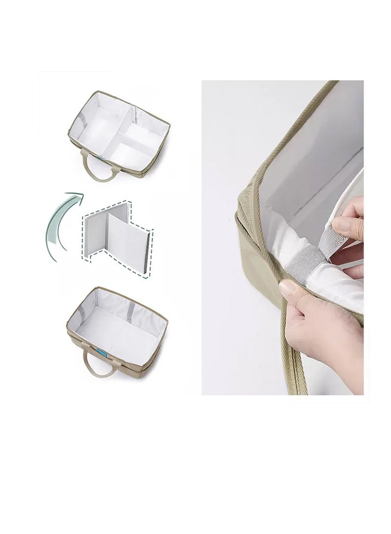 STAR BABiES Star Babies Combo Pack of 2(Diaper portable bag with pacifier bag large capacity with Portable Diaper caddy Organizer) - Khaki  - Image 4