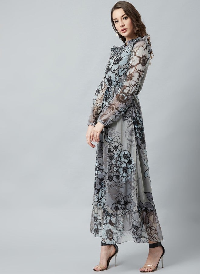 Athena Floral Printed Maxi Dress for Women - Image 4