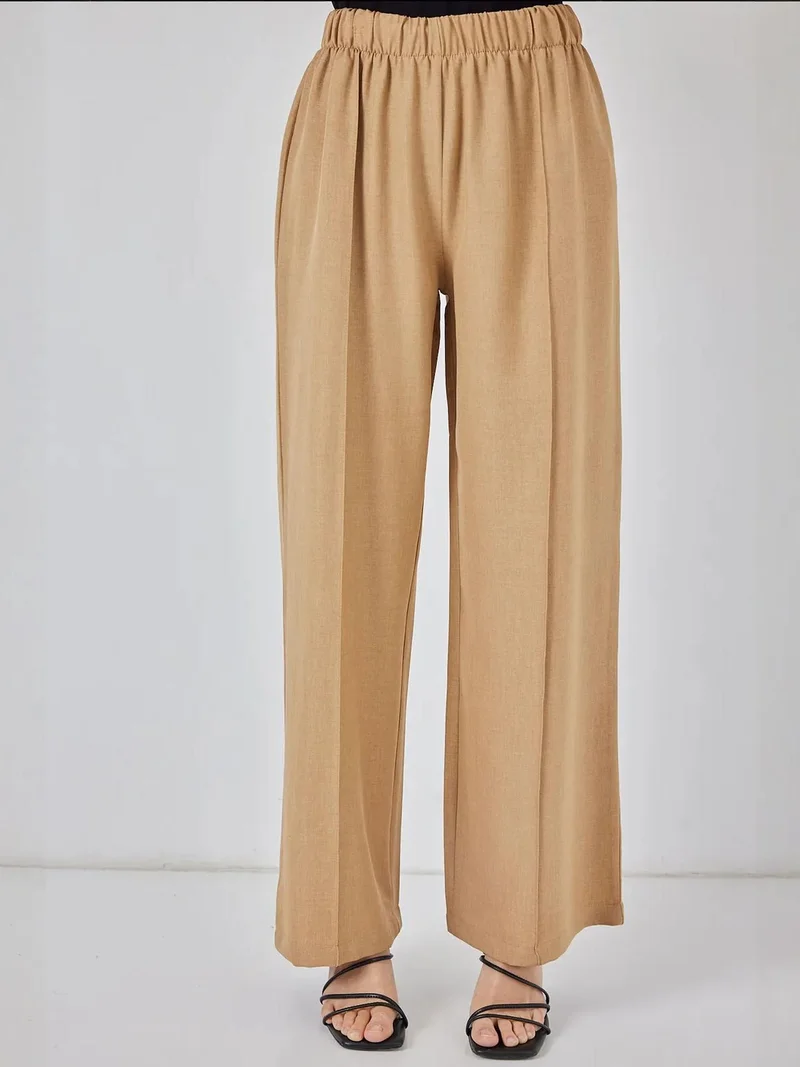 BIG DART Beaver Brown BDART V-Neck Cardigan and Wide Leg Pants Set for Women | Best Price UAE
