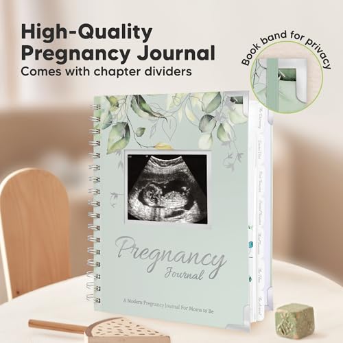 KeaBabies دفتر الحمل للأمهات الجدد - 90 صفحة غلاف صلب كتاب ذكريات الحمل، كتاب جميل ولطيف لحفظ الذكريات، ألبوم صور بالموجات فوق الصوتية، هدية للأم الحامل (ساج) - Image 4
