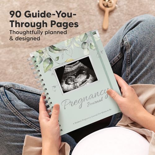 KeaBabies دفتر الحمل للأمهات الجدد - 90 صفحة غلاف صلب كتاب ذكريات الحمل، كتاب جميل ولطيف لحفظ الذكريات، ألبوم صور بالموجات فوق الصوتية، هدية للأم الحامل (ساج) - Image 2