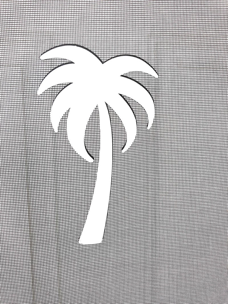 DCentral® Palm Tree Flexible Vinyl Screen Magnet; Double-Sided. White-Easier to See, Helps Stop Walking into Screens, Covers Small Tears. Size W 4.5” X 7.5. for Non-Retractable Screens, Decorative - Image 1
