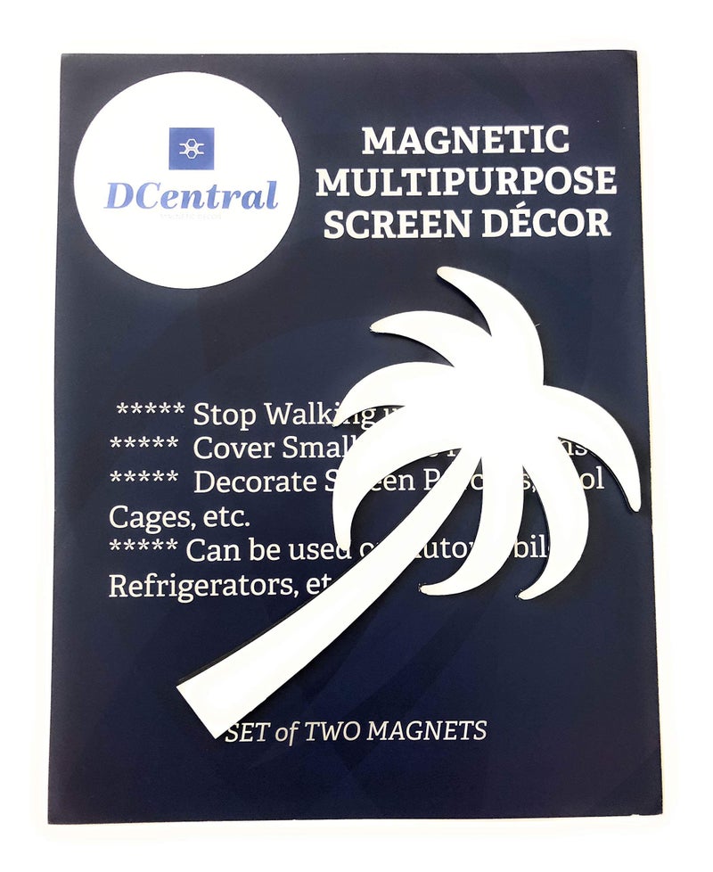 DCentral® Palm Tree Flexible Vinyl Screen Magnet; Double-Sided. White-Easier to See, Helps Stop Walking into Screens, Covers Small Tears. Size W 4.5” X 7.5. for Non-Retractable Screens, Decorative - Image 4
