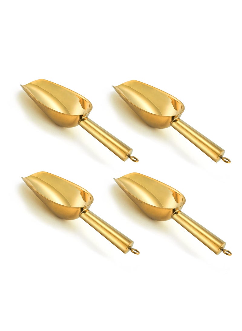P&P CHEF PP CHEF Mini Canister Scoop Set of 4 Stainless Steel Small Candy Ice Scoop for Home Bar Buffet Wedding Mirror Finish  Elegant Shape Easy Clean  Dishwasher Safe  Gold 3 Ounce 