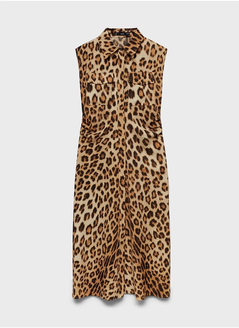 MANGO Leopard-Print Shirt Dress