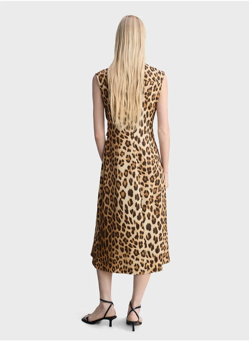 مانجو Leopard-Print Shirt Dress