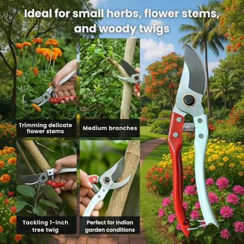 Utkarsh Assorted Hand Pruner Cutter - 1 Pc (Steel Blades) | Heavy Duty Gardening Cutter Tool | Plant Cutter for Home Garden, Wood Branch Trimmer, Sturdy Stem Scissors, Grass Cutting Accessory - Image 4
