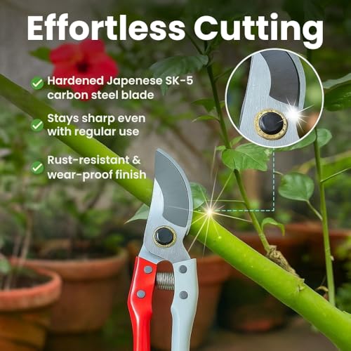 Utkarsh Assorted Hand Pruner Cutter - 1 Pc (Steel Blades) | Heavy Duty Gardening Cutter Tool | Plant Cutter for Home Garden, Wood Branch Trimmer, Sturdy Stem Scissors, Grass Cutting Accessory - Image 2