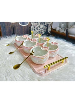 ماركة غير محددة طقم جيلي بورسلين العدد  13 قطعه 6  بوله جيلي بكل  6  معلقه  مدهب .1 صنيه بورسلين  - Image 3