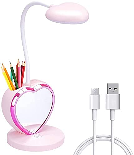 Kresal LED Desk Lamp for Kids Small Desk Lamp with USB Charging Port Pen Holder and Phone Stand Cute Lamp with 2 Color ModesEyeCaring Study Table Lamp Pink for Girls College Dorm Bedroom Reading - Image 2