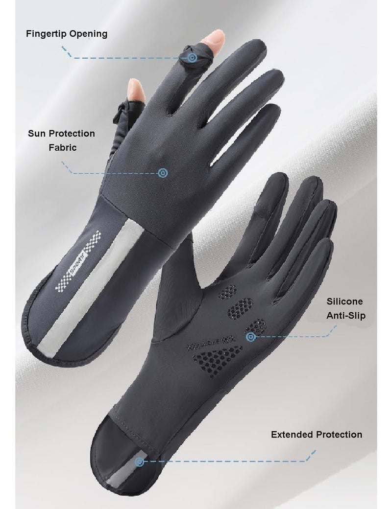 Gopendra Hand Gloves for Bike Riding for Women Sun Protection & Anti-Skid, Breathable, Open Finger Touch Screen, Driving, Cycling, Summer Cooling (Black, Hand Gloves) - Image 2