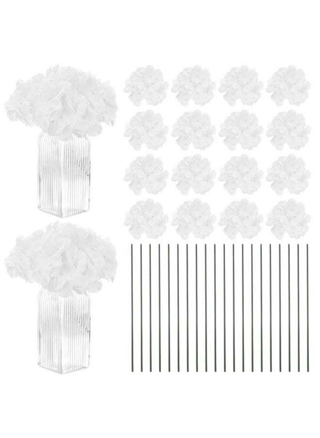 M METERXITY M METERXITY 40-Pack Silk Hydrangea Flowers, Artificial Flowers Heads with 40pcs Stems, Full Hydrangea Flowers for Home Decor/Wedding/Christmas/DIY/Party/Garden [White]  - Image 1