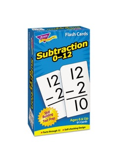 Trend Enterprises : Subtraction 0-12 Skill Drill Flash Cards, Great For Skill Building And Test Prep, Self-Checking Design, 91 Cards Included, For Ages 6 And Up 