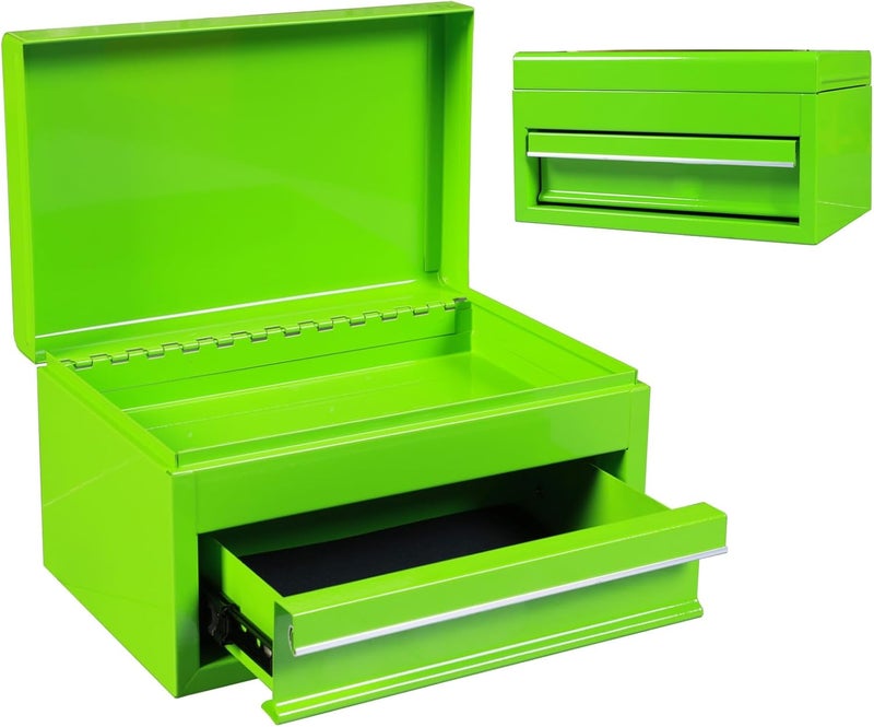 TORIN APBT701GB 10" Mini Portable Steel Tool Box with drawer,Small Metal Tool Chest for Garage,Home or Workbench,Green - Image 1
