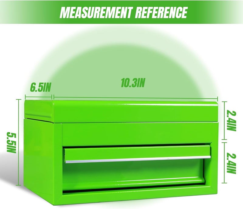 TORIN APBT701GB 10" Mini Portable Steel Tool Box with drawer,Small Metal Tool Chest for Garage,Home or Workbench,Green - Image 2