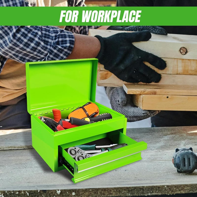 TORIN APBT701GB 10" Mini Portable Steel Tool Box with drawer,Small Metal Tool Chest for Garage,Home or Workbench,Green - Image 5