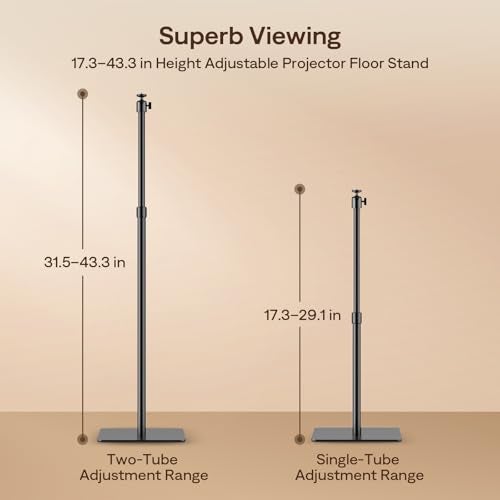Aurzen Adjustable Projector Stand, 17.3–43.3 in Height, 1/4-Inch Screw, Compatible D1R Cube/D1R/D1/D1G/BOOM mini/BOOM air/D1 air Projectors & Most Projectors - Image 2